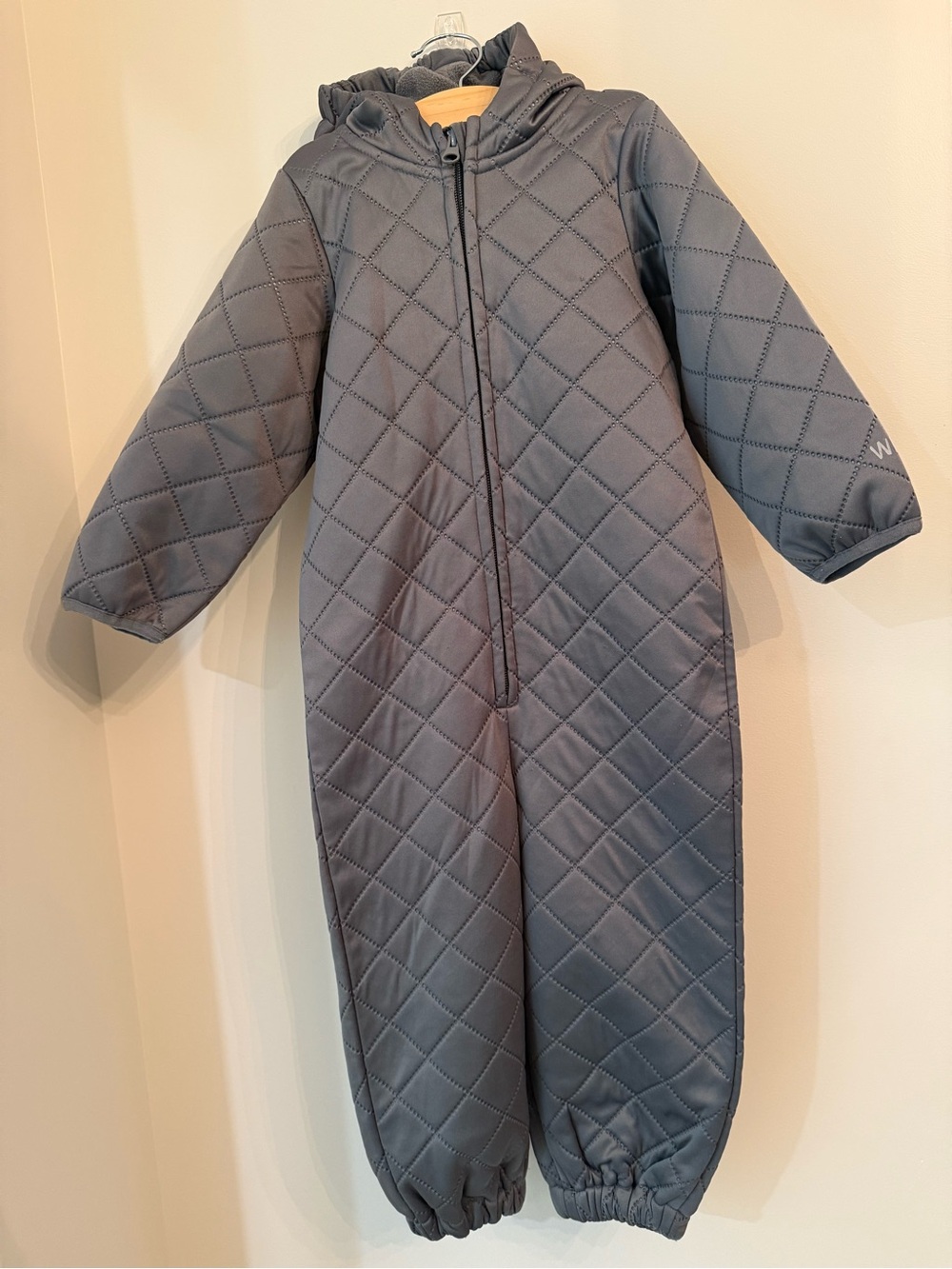Kids Quilted Grey Hooded Thermosuit